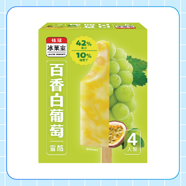 百香白葡萄雪酪4入盒裝圖片